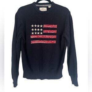 Weatherproof Vintage Men’s Sweater Small – Navy American Flag Knit 100% Cotton